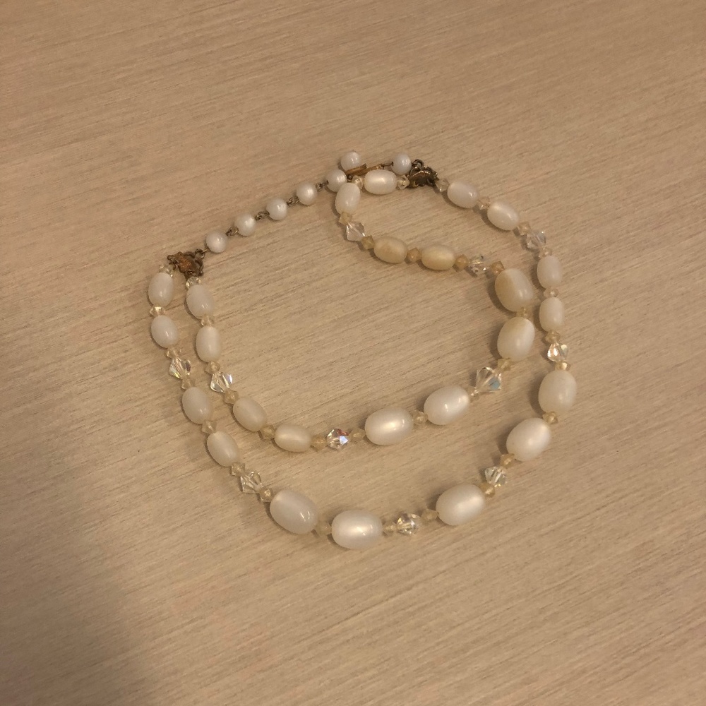 Two Strand Pearl and AB Necklace